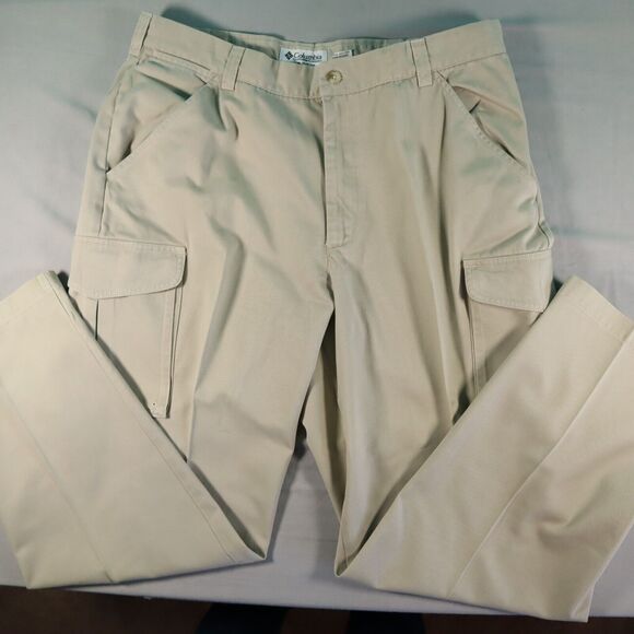 Vintage Columbia Chino Style Men's Pants Flat Front Cargo Pockets 38X32 - Picture 1 of 12